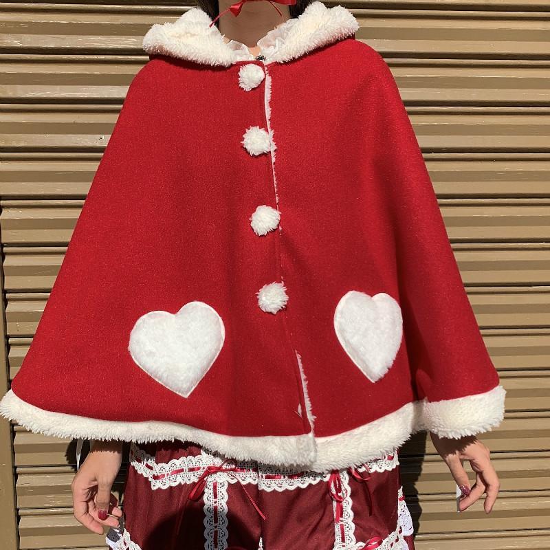 Cute Wings Ears Love Heart Hooded Short Cloak Coat