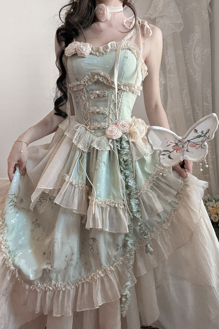 Emerald Chinese Ballet Lolita JSK Long Set - Tea Bamboo Song