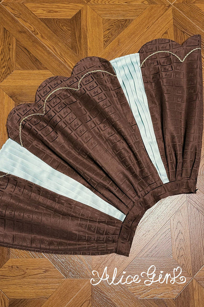 Brown Teddy Chocolate Bar Print Embroidered Bow Lace-Up Classic Lolita JSK Skirt