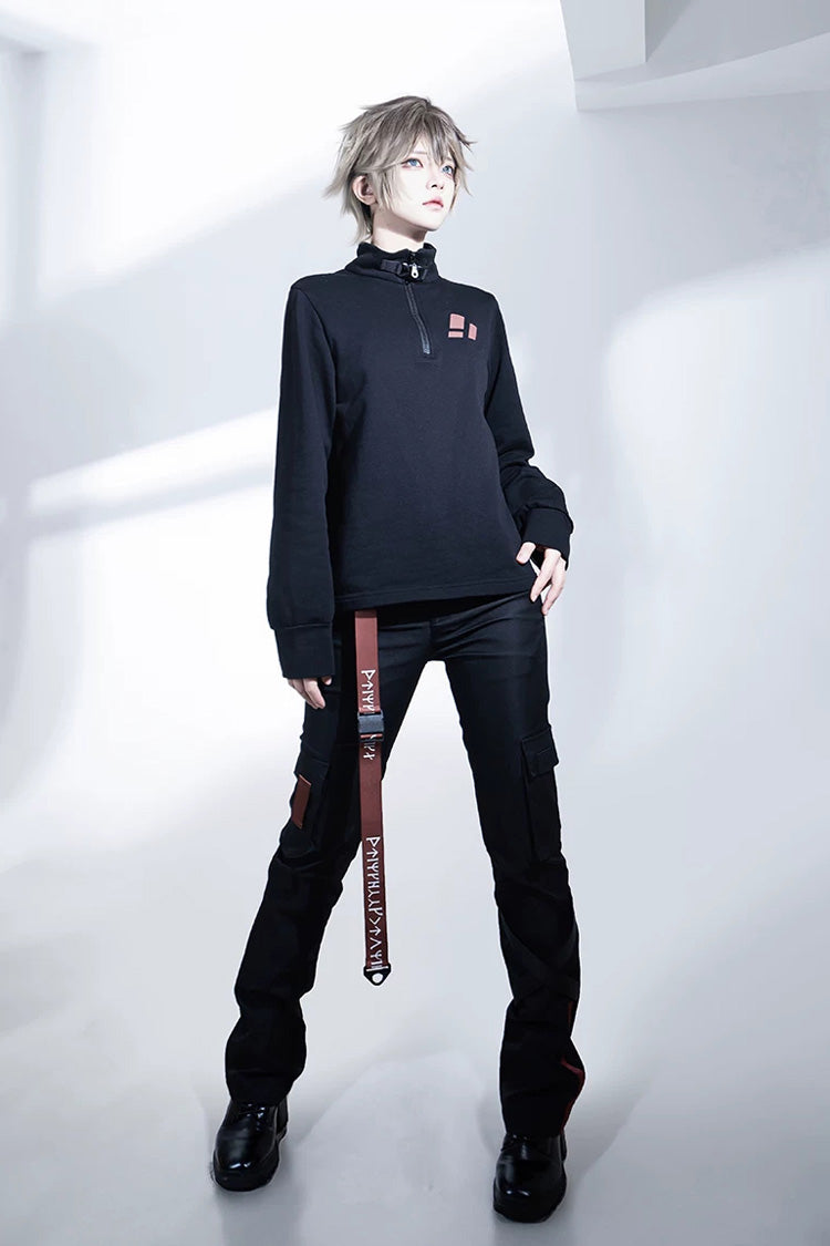 Stand Collar Long-Sleeve Gothic Prince Ouji Pants Set