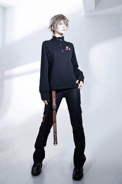 Stand Collar Long-Sleeve Gothic Prince Ouji Pants Set