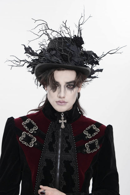 Gothic Hat with Rose Leaf and Branch Motif