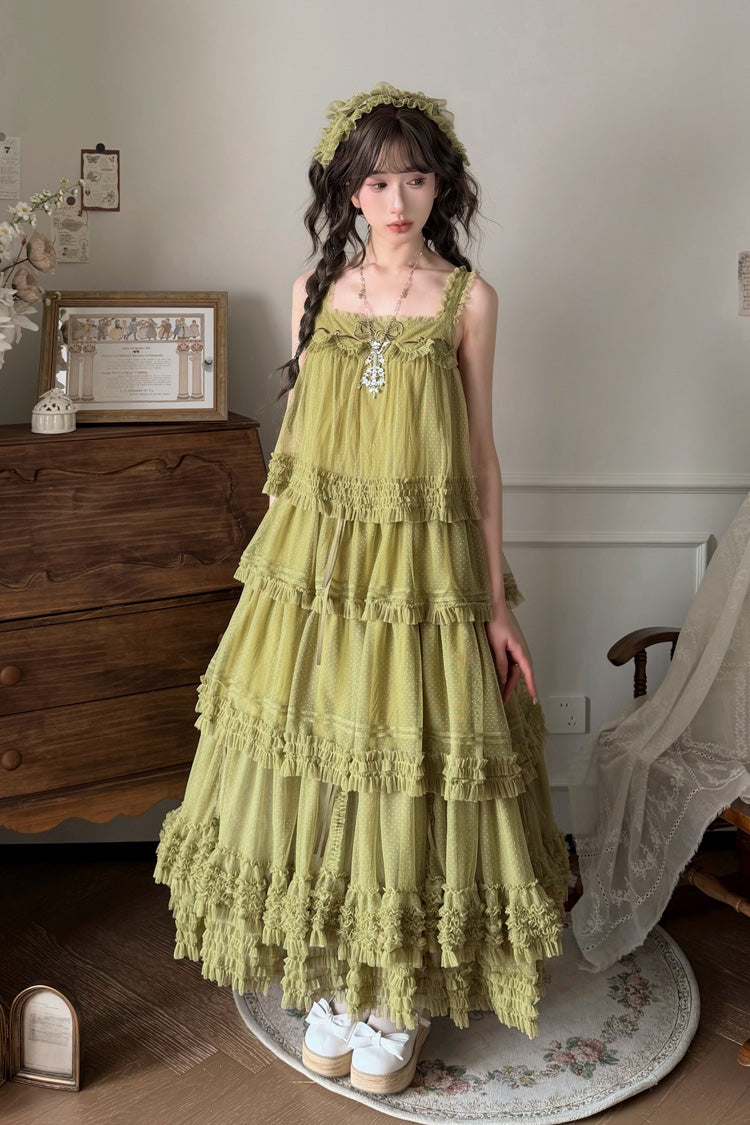 Sweet Stand Collar Long Sleeve Multi Layer Ruffle Color Block Lolita Tiered Dress 14 Colors