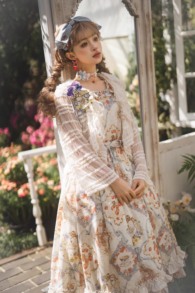 Rose Tea Sleeveless Jumper Dress with Bow