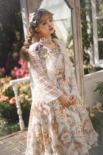 Rose Tea Sleeveless Jumper Dress with Bow