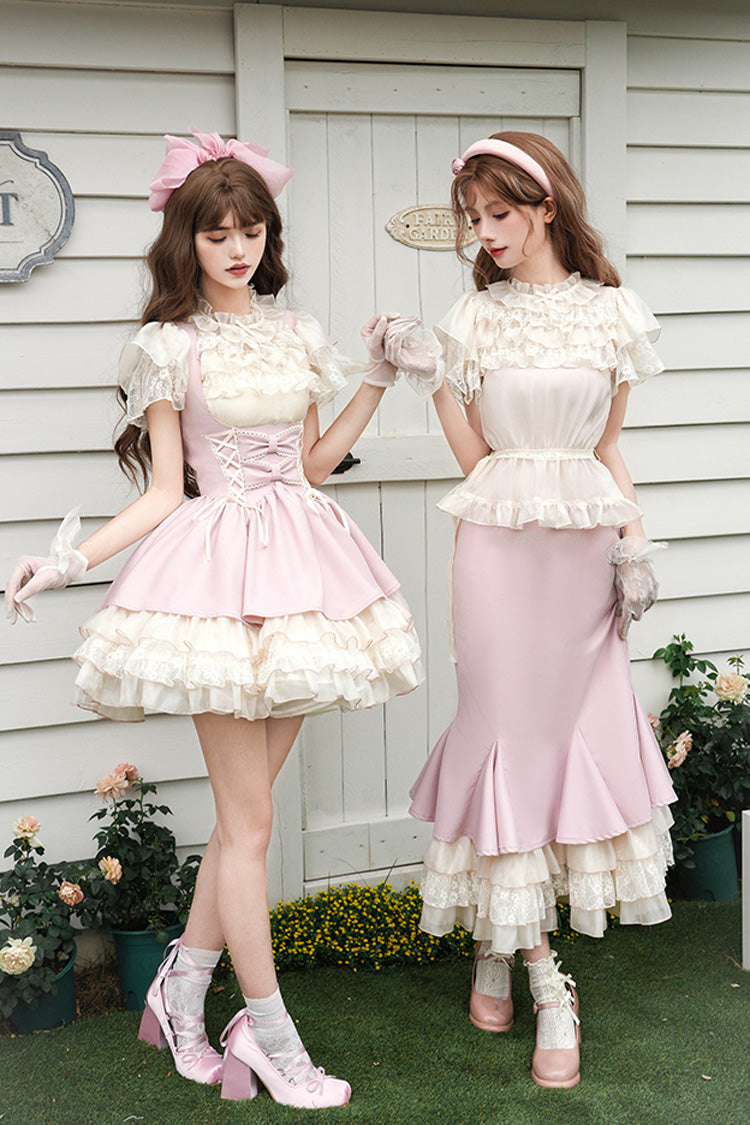 Rose Multi-Tier Ruffle Sweet Lolita Mermaid Gown - Love Diary
