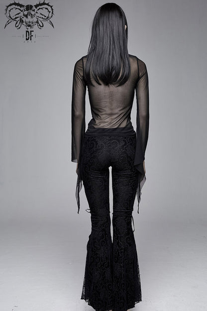 Gothic Shirt with Snake Flocking and Horn Sleeves