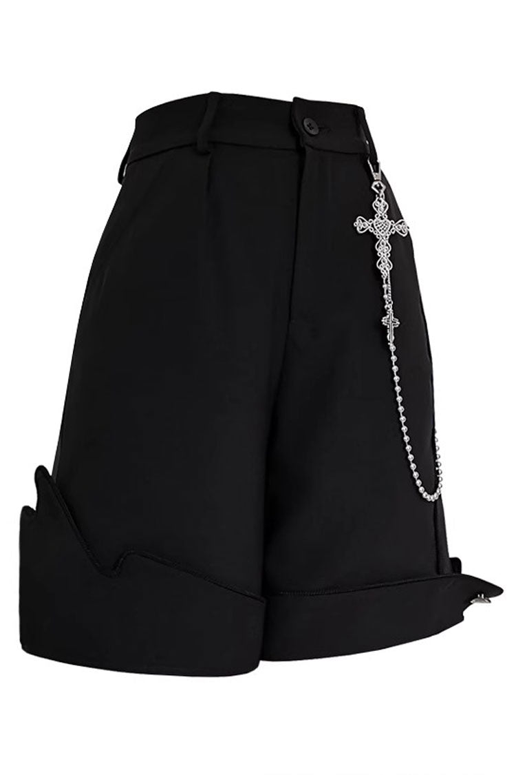 Punk Style Asymmetric Black Shorts Ouji Lolita Design