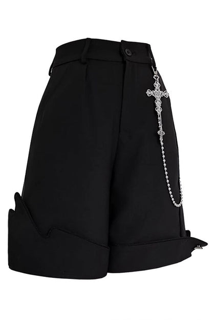 Punk Style Asymmetric Black Shorts Ouji Lolita Design