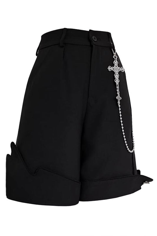 Punk Style Asymmetric Black Shorts Ouji Lolita Design