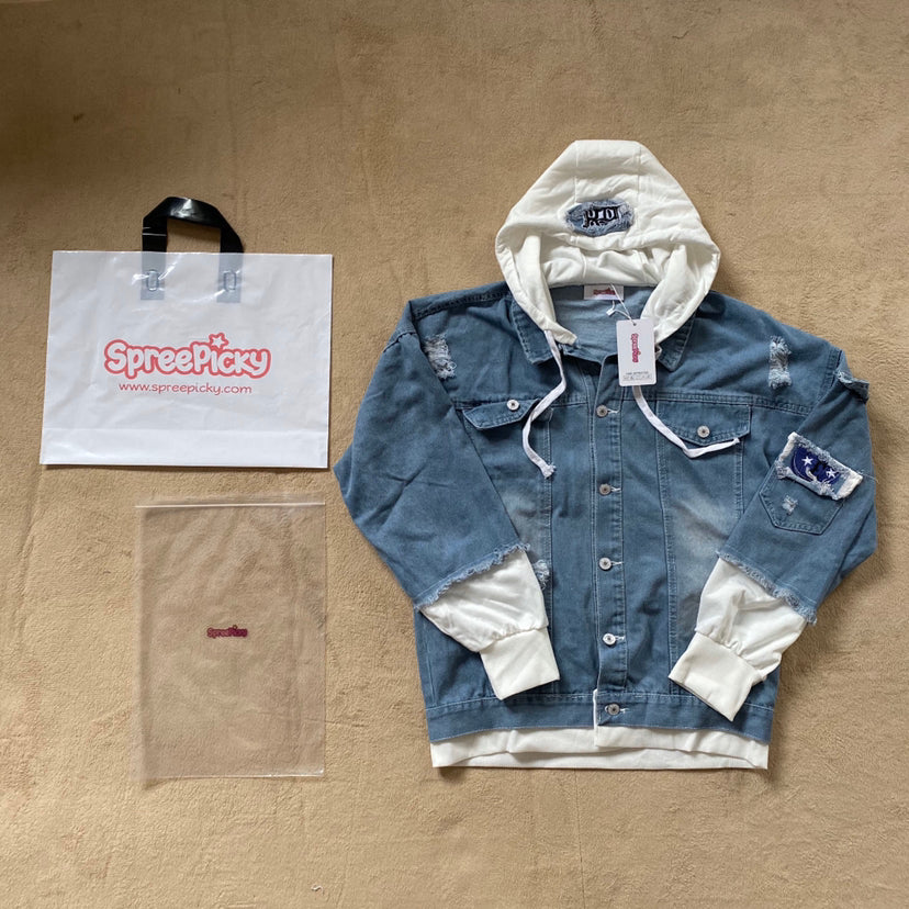 SpreePicky Denim Kapuzenjacke Mantel SP14510