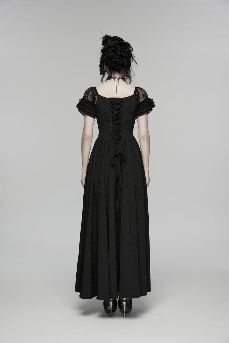 Off Shoulder Short Puff Sleeve Ruffled Hanayome Lace Gothic Elegant Dress