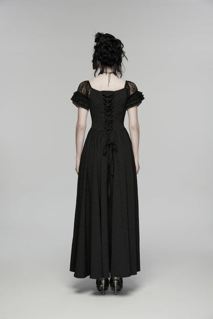 Off Shoulder Short Puff Sleeve Ruffled Hanayome Lace Gothic Elegant Dress