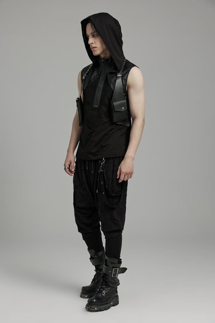 Steampunk Men's Vest Bag with Faux Leather Straps