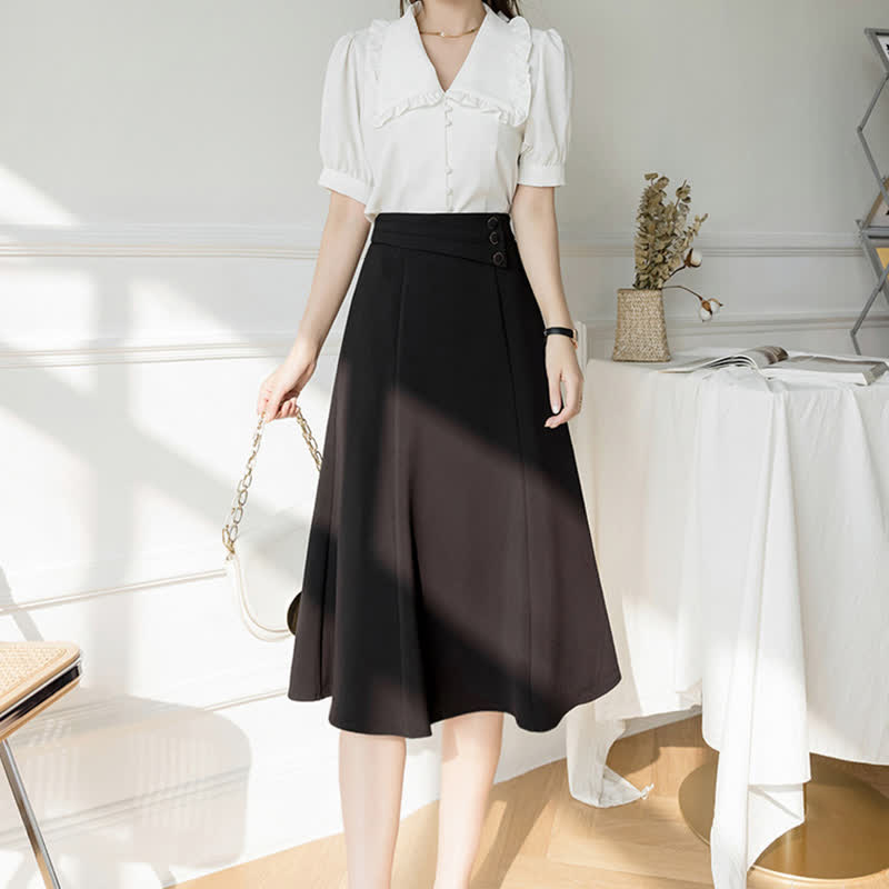 Elegant Button Front Skirt