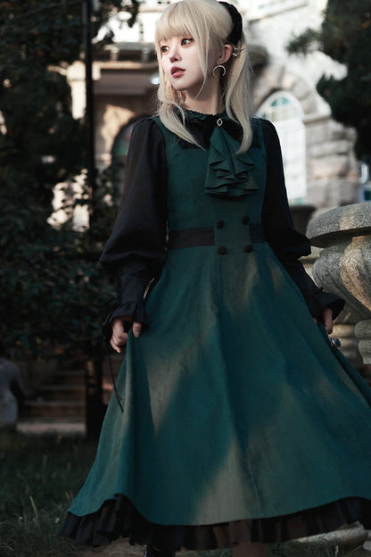 Emerald Potions School Long Sleeves Ruffle Bowknot Sweet Elegant Lolita Two-Piece