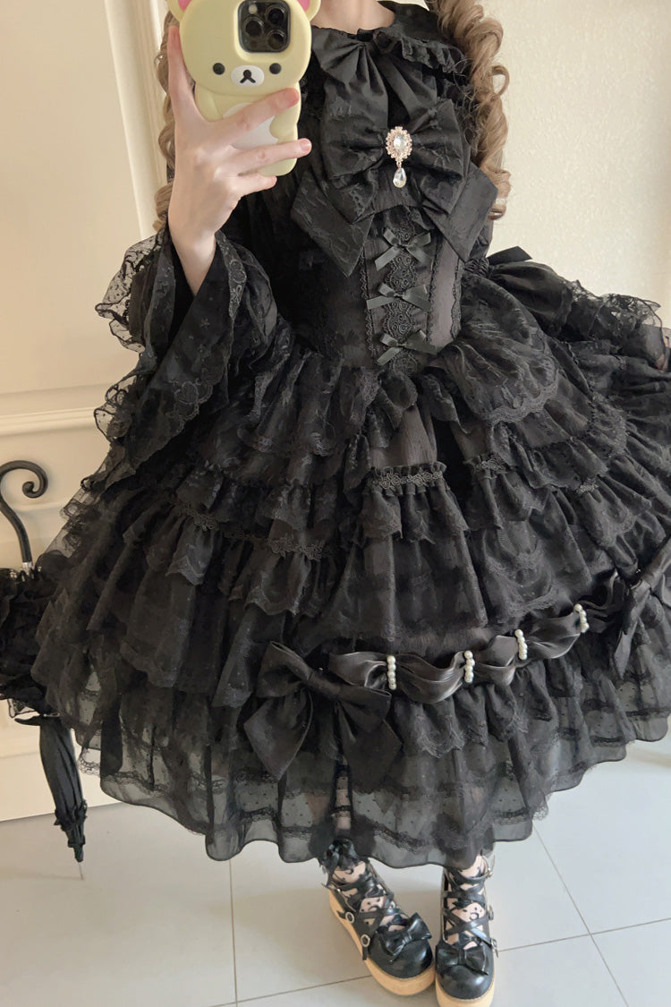 Black Dream Prologue Doll Multi-Layered Bow Gothic Dress