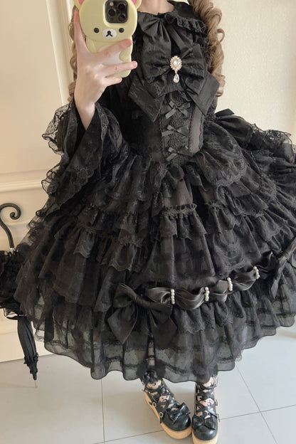 Black Dream Prologue Doll Multi-Layered Bow Gothic Dress