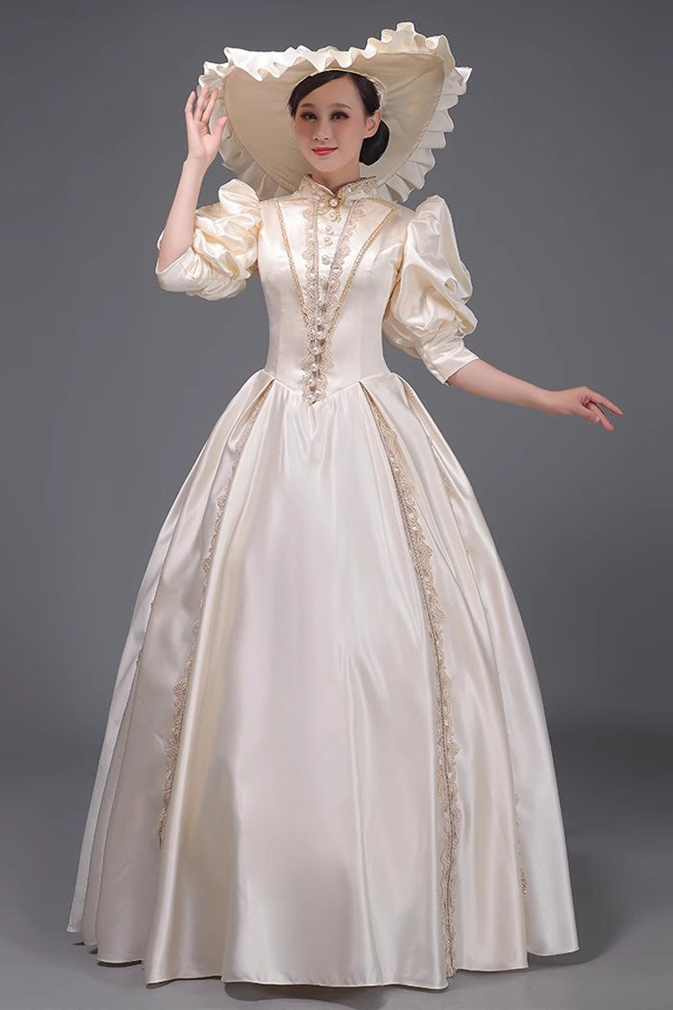 Short Sleeve Vintage Princess Dress in Champagne