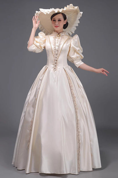 Short Sleeve Vintage Princess Dress in Champagne