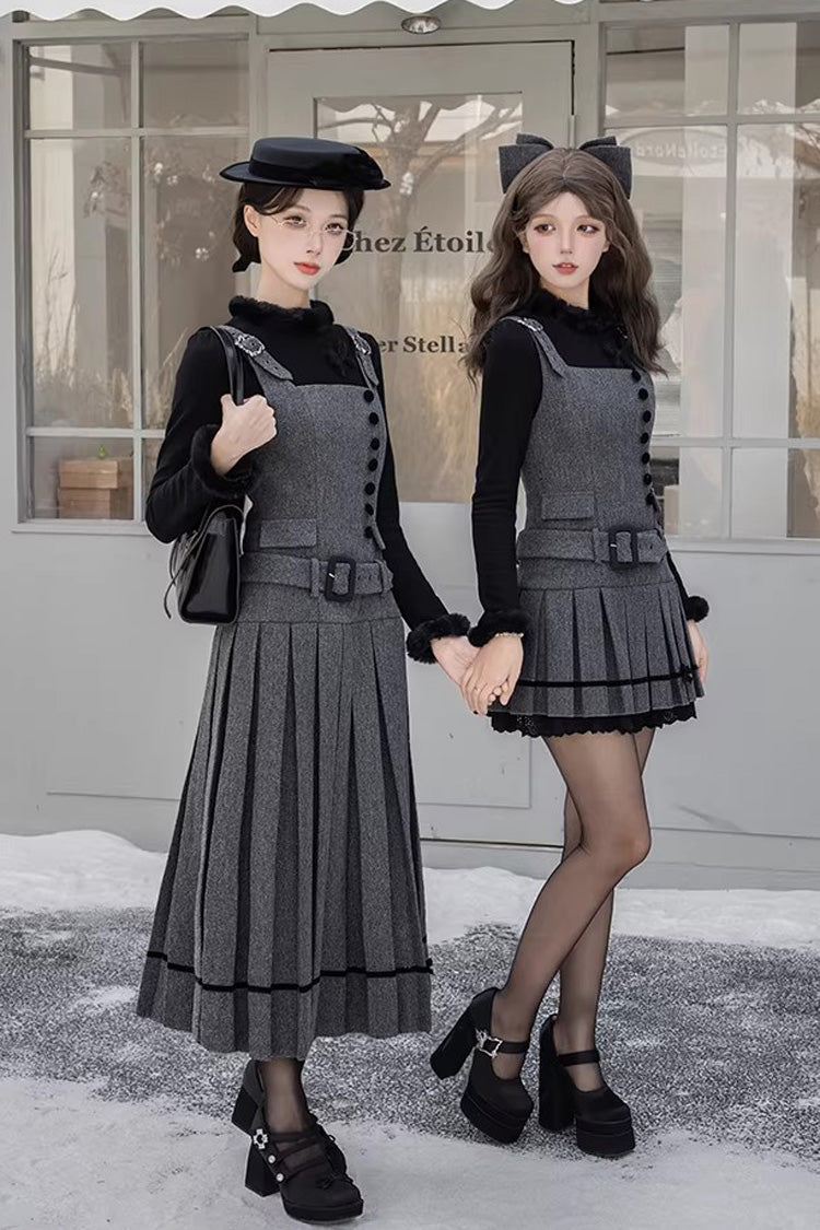 Ruffled Daily Elegant Classic Jumper Dress - Grey Letters & Poems Grace