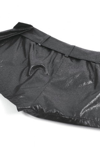 Punk Shorts with Eyelets and Asymmetric Pleated Belt