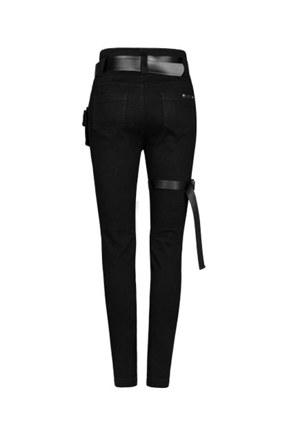 Womens Skinny Denim Jeans with Detachable Loops