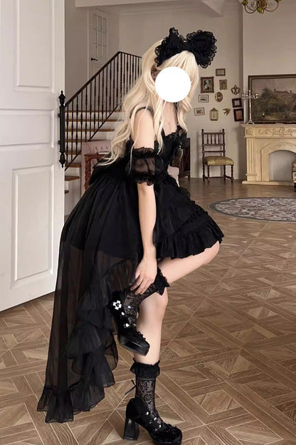 Ruffle Bowknot Gothic Lolita JSK Dress
