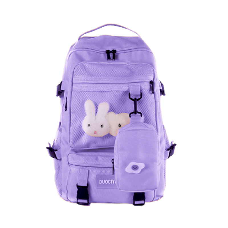 Sac à dos à motif de lapin de dessin animé avec mini sac