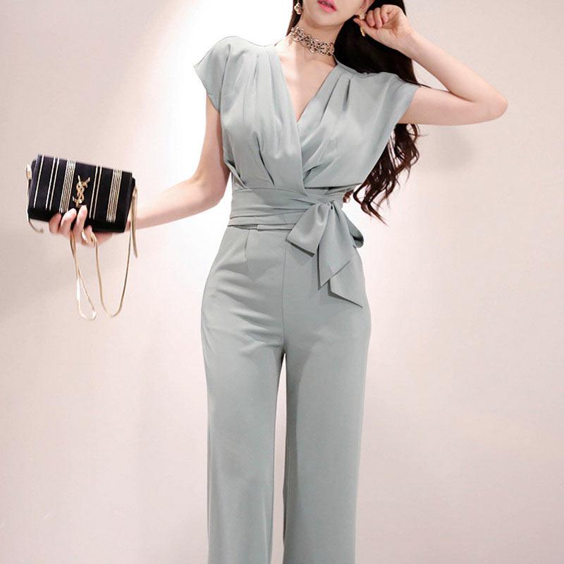 Office Green Sleeveless V-Neck Top Pants Set