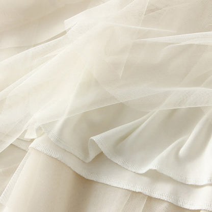 Ruffled Set Up Lace Tiered Skirt Tulle T-Shirt