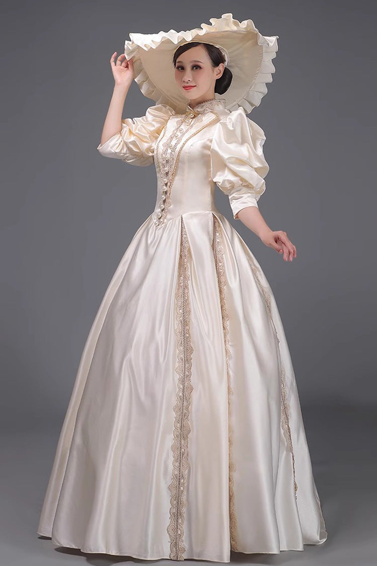 Short Sleeve Vintage Princess Dress in Champagne
