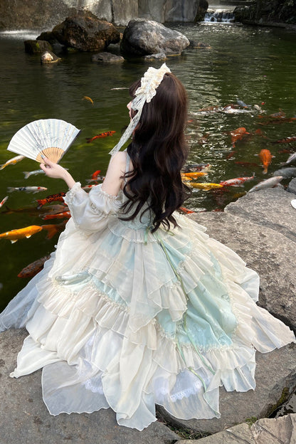Emerald Chinese Ballet Lolita JSK Long Set - Tea Bamboo Song
