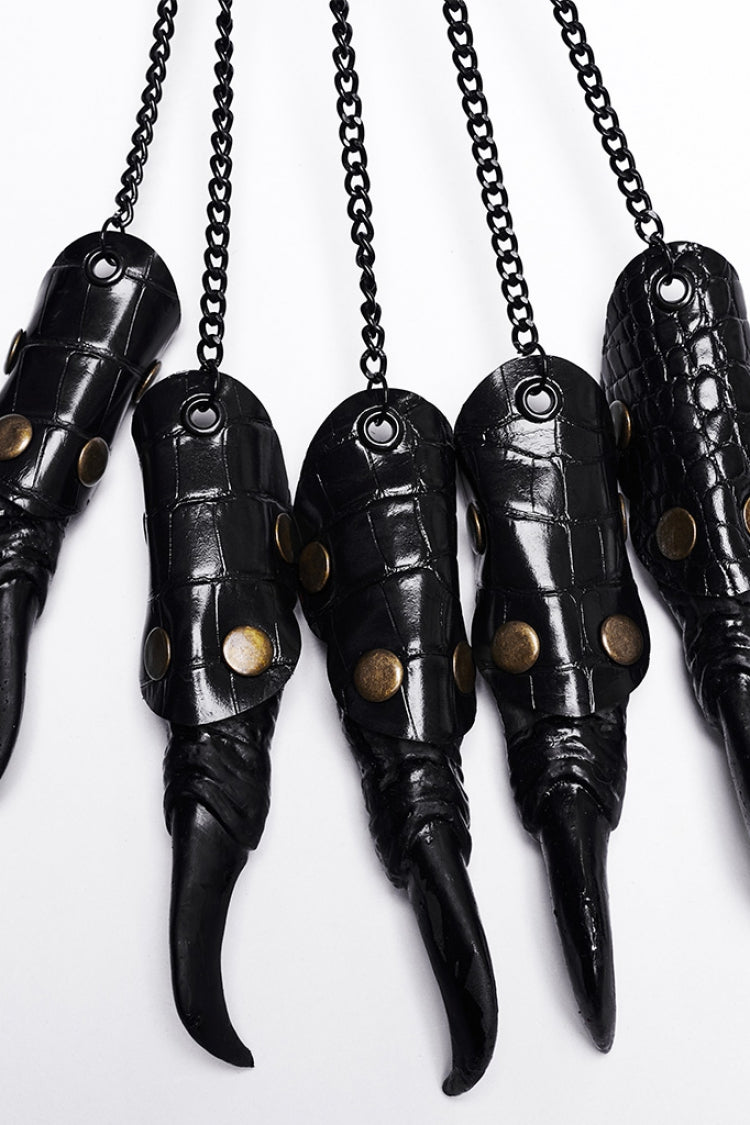Dragon Claw Finger Steampunk Gloves in Stitched Black Faux Leather