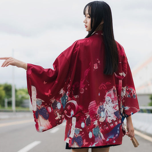 Cardigan ample vintage anime kimono vêtements d'extérieur