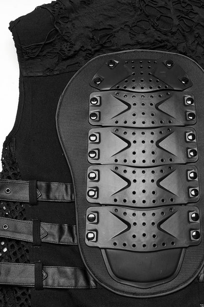Men's Punk Vest with Rivet Buckles and Mesh Stitching