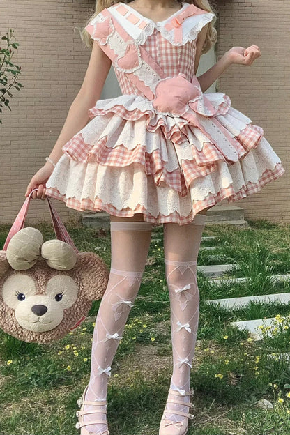 Rose Star Grant Angel Triple Layer Print Ruffle Sweet Lolita Dress
