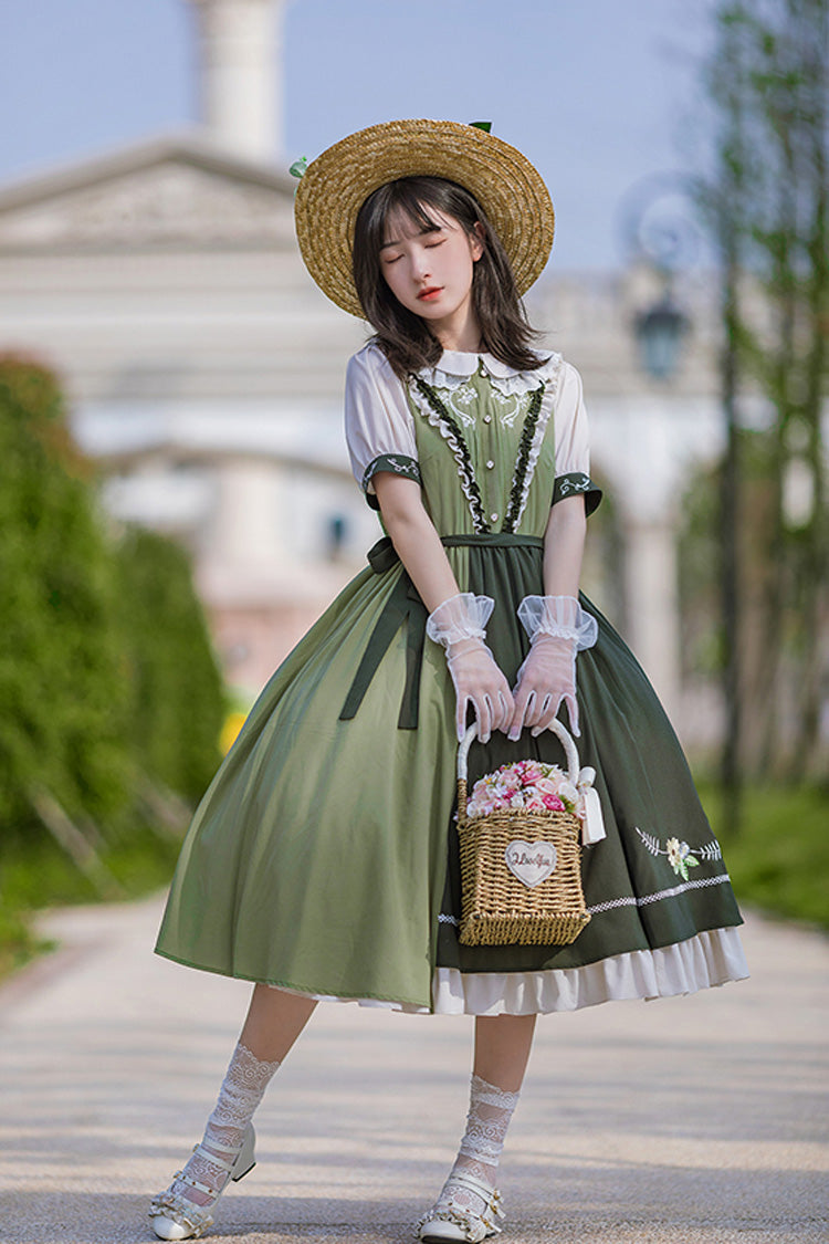 Embroidered Doll Collar Short Sleeve Classic Lolita Gown