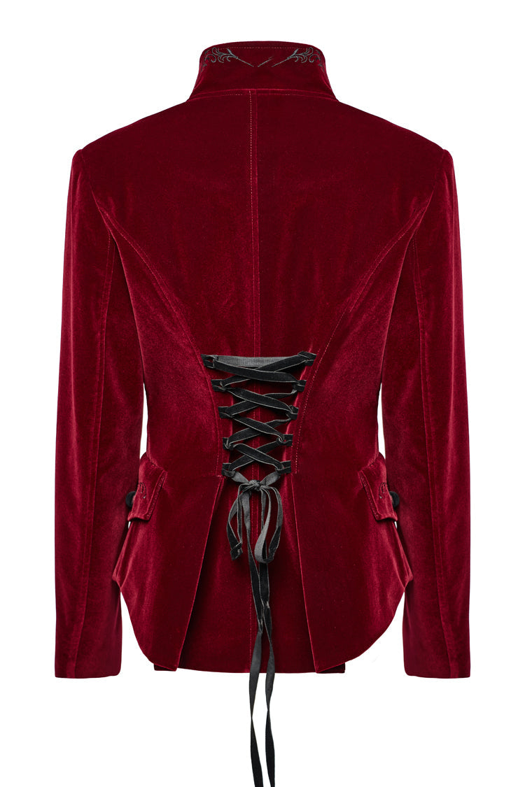 Crimson Swallowtail Velvet Long Sleeve Women's Goth Jacket
