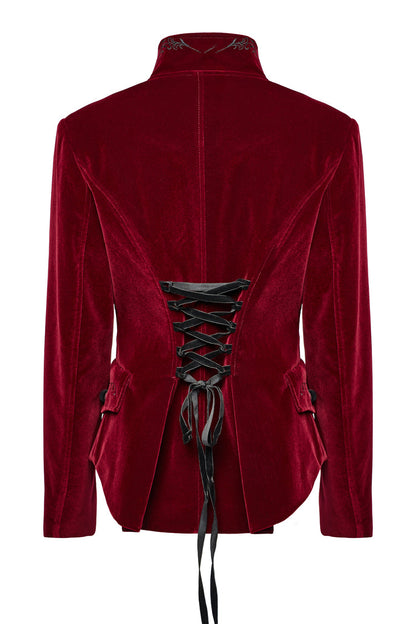Crimson Swallowtail Velvet Long Sleeve Women's Goth Jacket