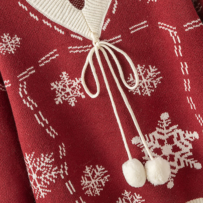 Fuzzy Flouncing Dress Sweater Print Slip Ball Snowflake