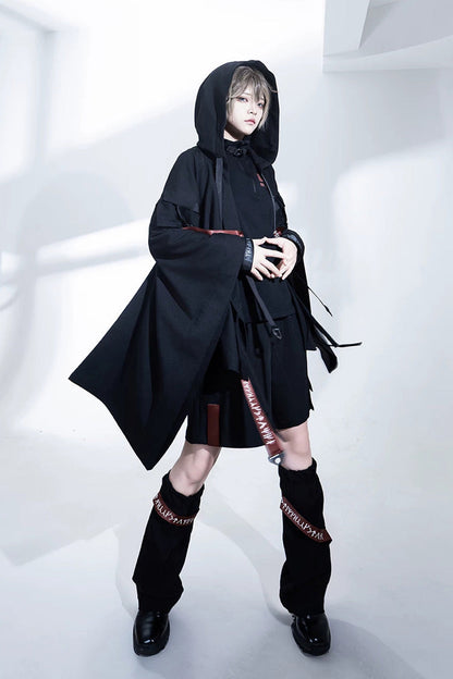 Stand Collar Long-Sleeve Gothic Prince Ouji Shorts Set