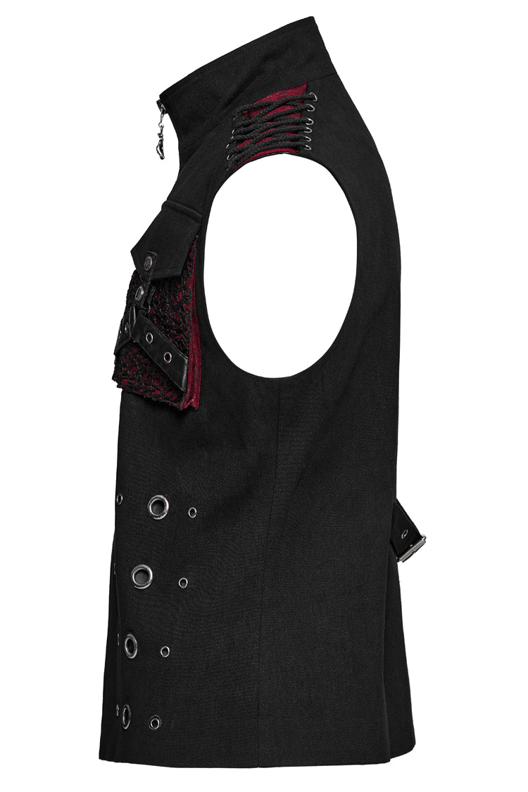 Stitching Slim Punk Vest with Stand Collar