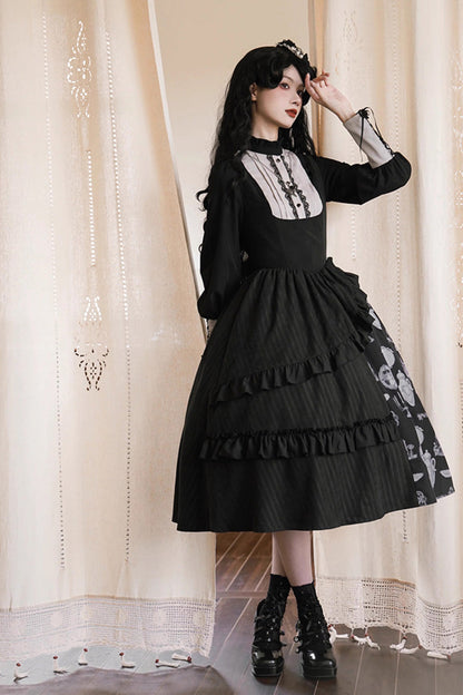 Autumn Winter Gothic JSK Dress with Lunar Eclipse Print