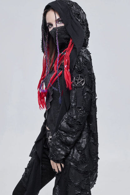 Womens Knit Jacket with Mesh Inserts and Metal Decor