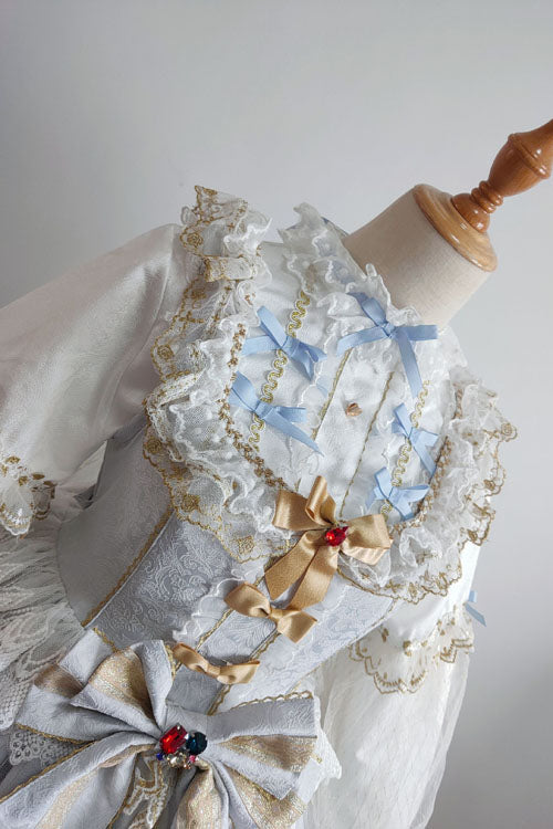 Blue Hanayome Sweet Lolita JSK with Bow and Multi-Layer Ruffles