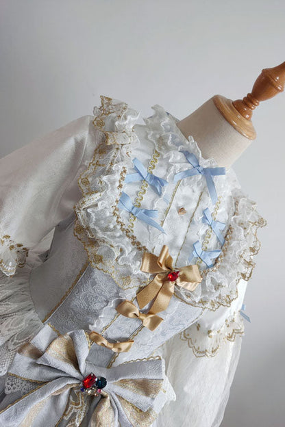 Blue Hanayome Sweet Lolita JSK with Bow and Multi-Layer Ruffles