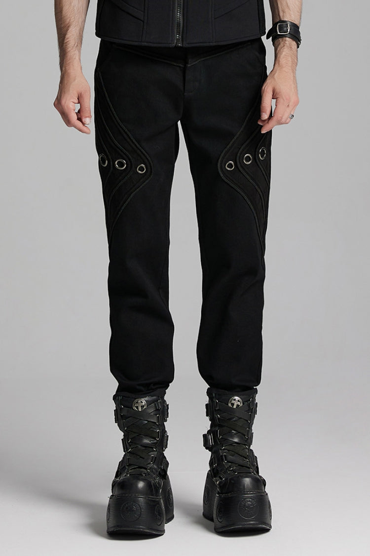 Gothic Skull-Print Trousers with Ring Details
