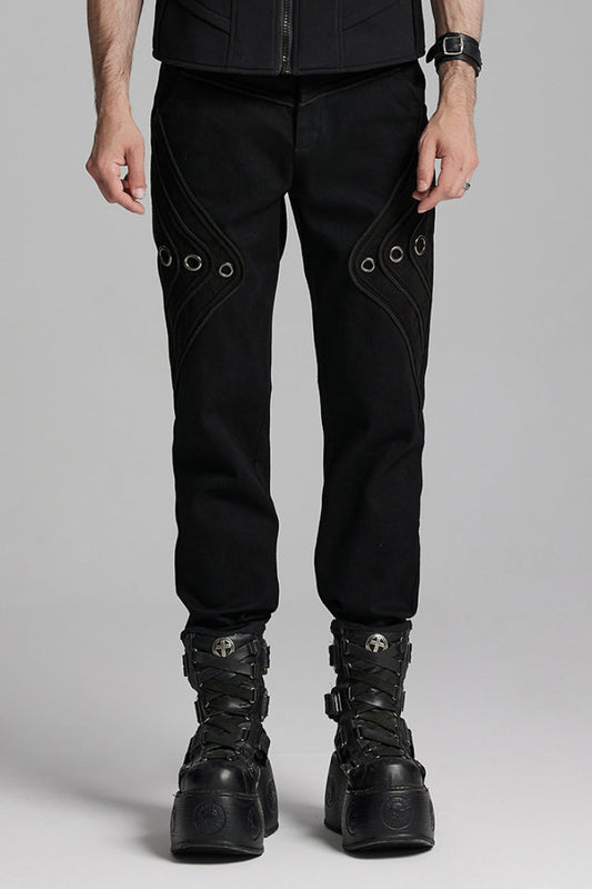 Gothic Skull-Print Trousers with Ring Details