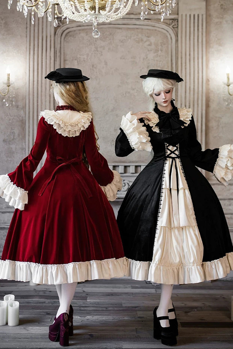 Letters and Poems Nutcracker Box Long Sleeves Ruffled Open-Front Bow Lace-Up Gothic Lolita Dress